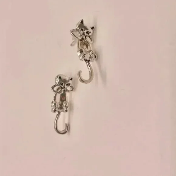 ⭐️❤️FREE Cat Kitten Drop Hipster Hippie Art Artsy Modern Classy Drop Earrings - Picture 6 of 10